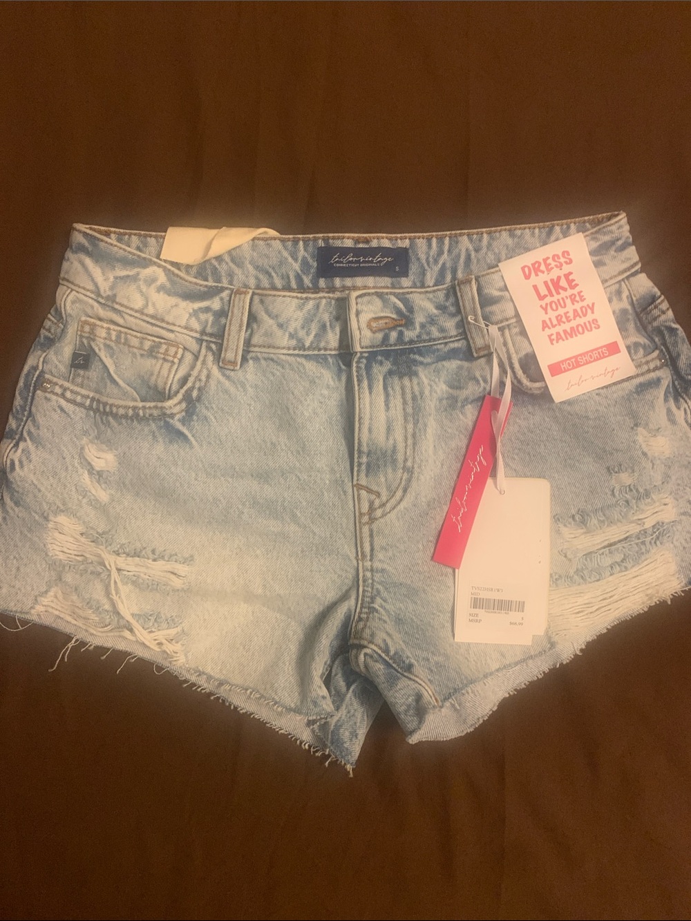 Blue Distressed Denim Cutoff Shorts
